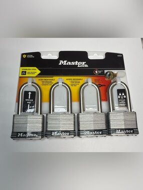 Master Lock 5SSQLH Stainless Steel Outdoor Padlocks Keyed Alike 4-Pack  NEW